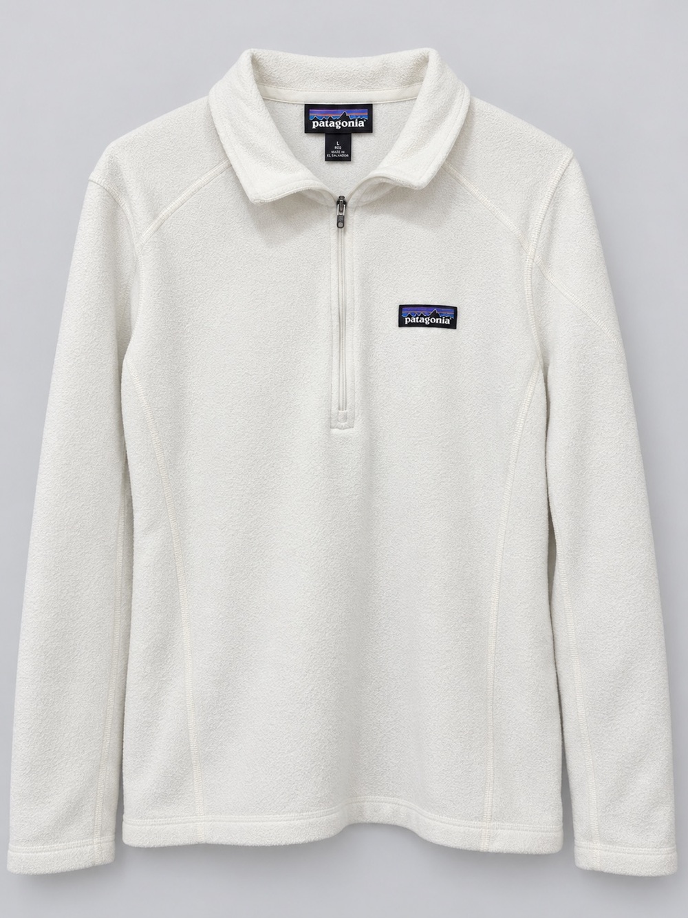 Patagonia Womens Micro D 1/4 Zip Fleece Birch White L Pullover Worn Wear
